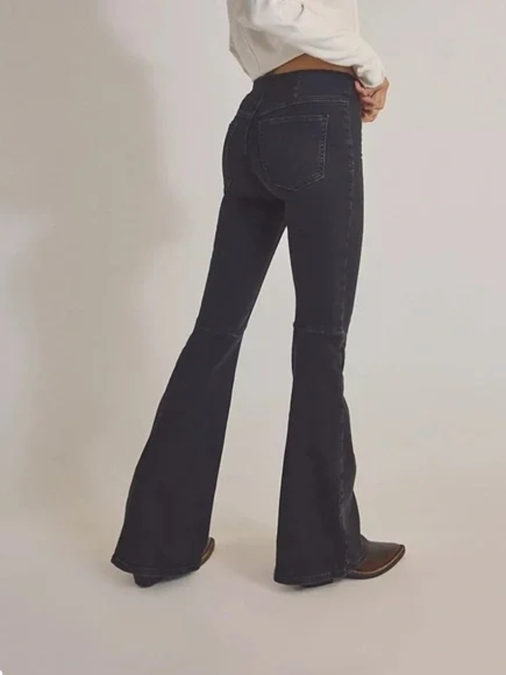 Free People Black Flare Jeans Bell Bottom Women's 25 Wide Leg Hippy Festival